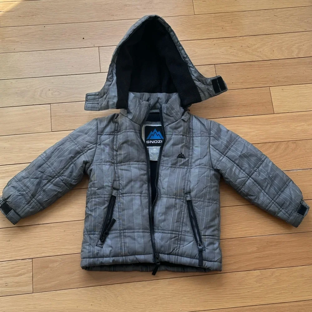 Snozu Gray Plaid Puffer Jacket with Hood